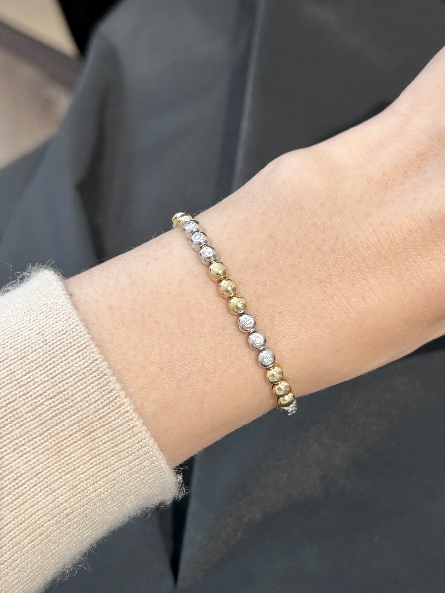 Bracelet en or jaune et blanc 18K diamants -photo-3