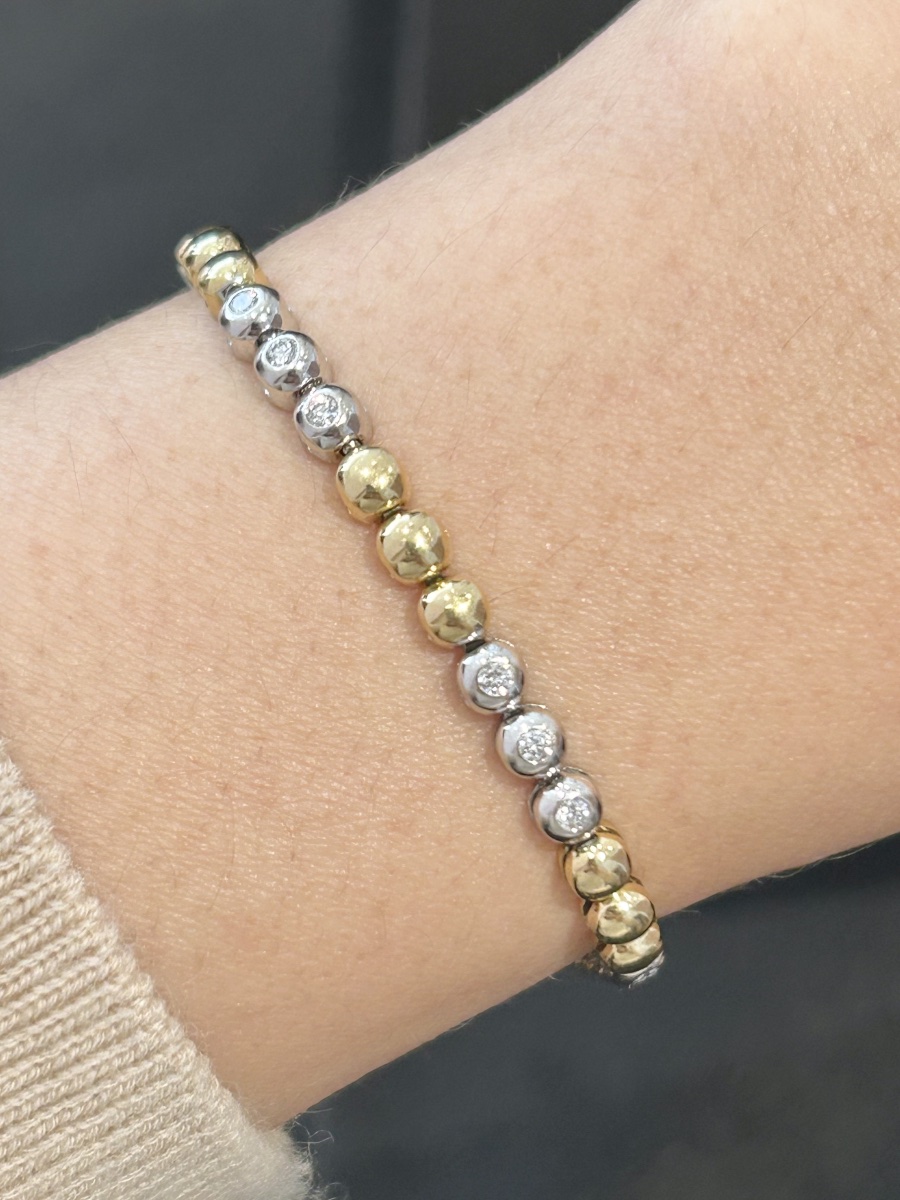 Bracelet en or jaune et blanc 18K diamants -photo-4