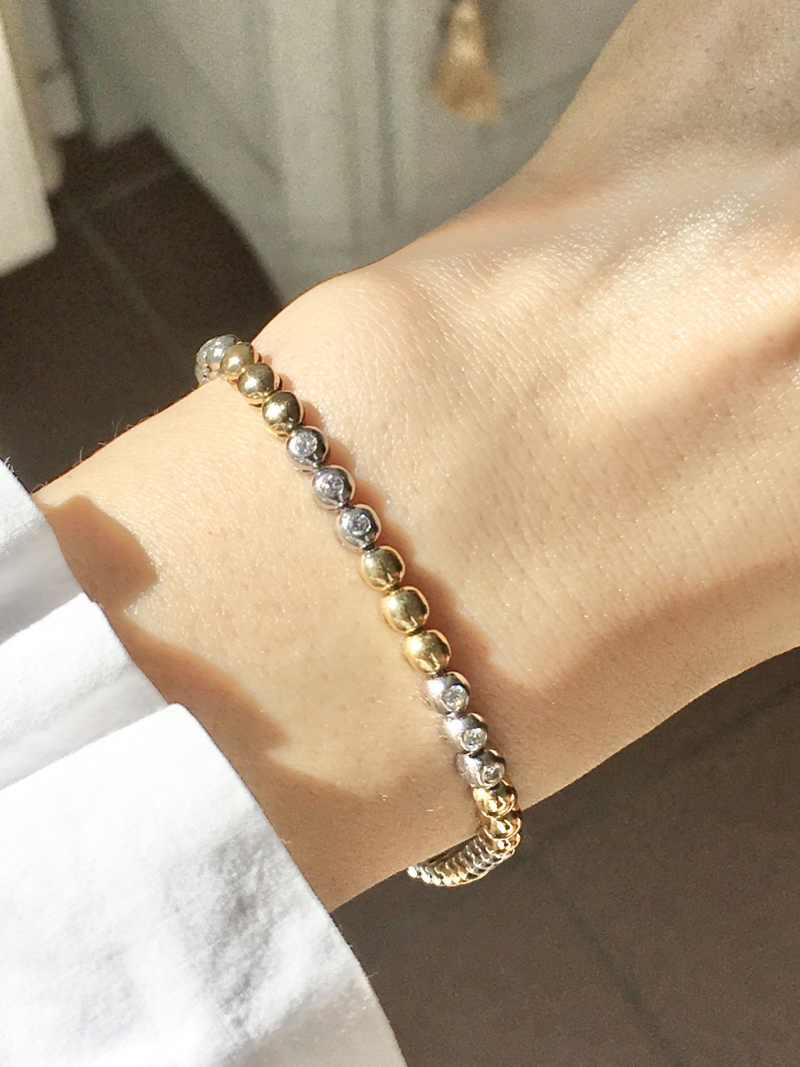 Bracelet en or jaune et blanc 18K diamants -photo-5