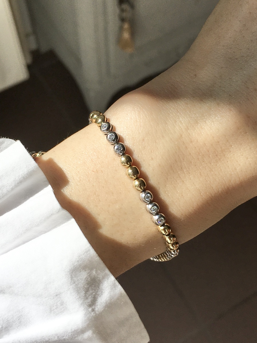 Bracelet en or jaune et blanc 18K diamants -photo-6