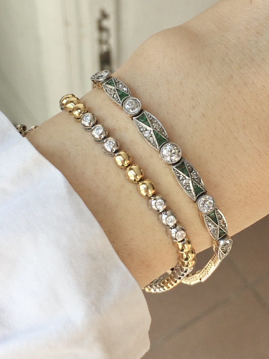 Bracelet en or jaune et blanc 18K diamants -photo-7