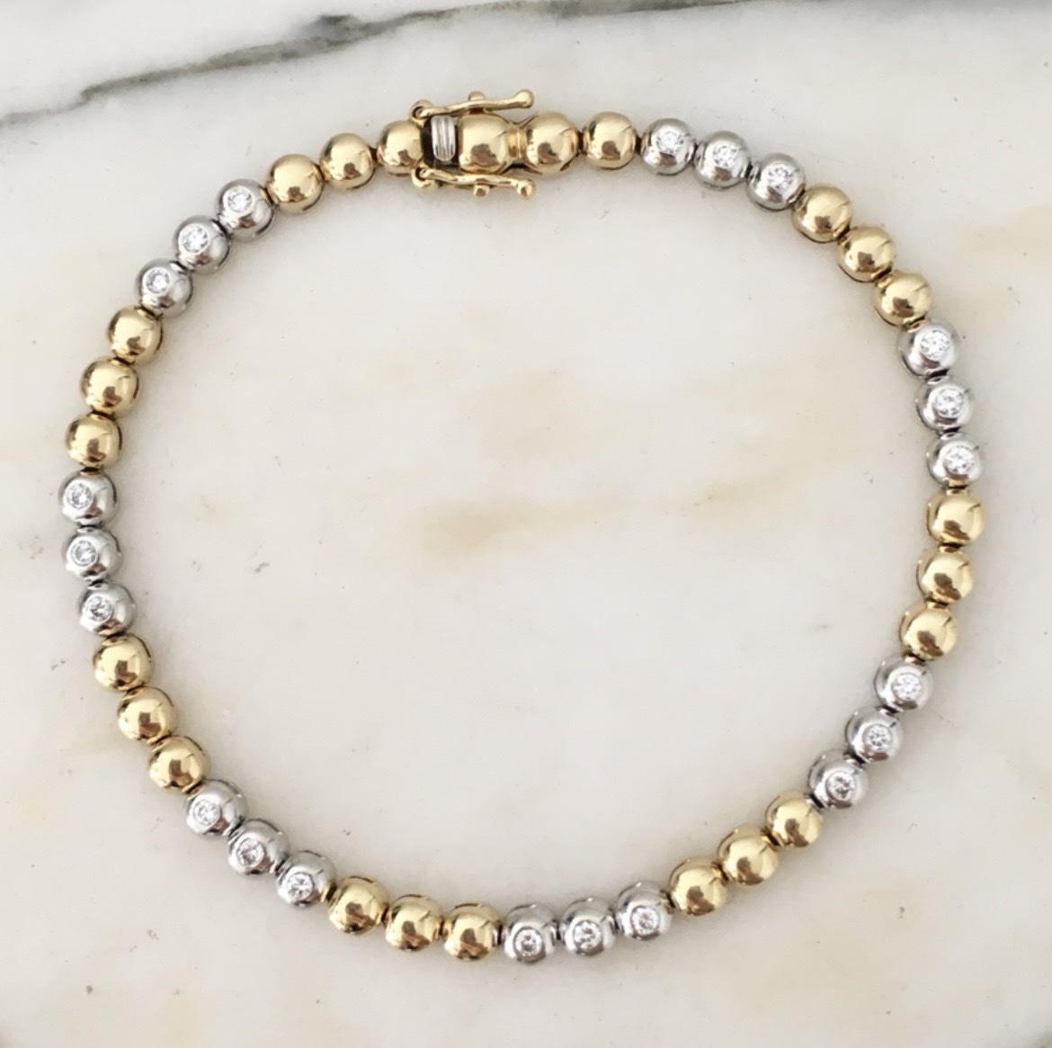 Bracelet en or jaune et blanc 18K diamants 