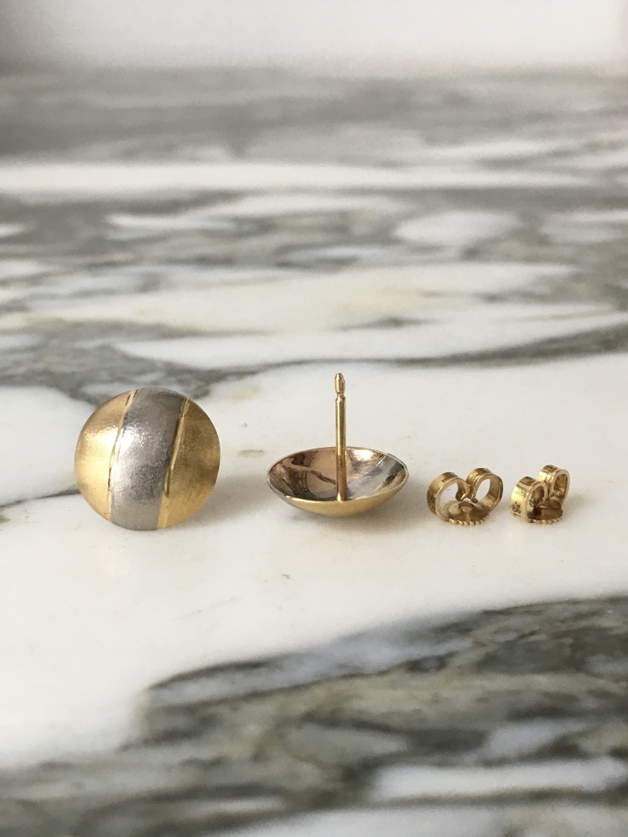 Boucles d'oreilles rondes en or 3 couleurs 18K-photo-3