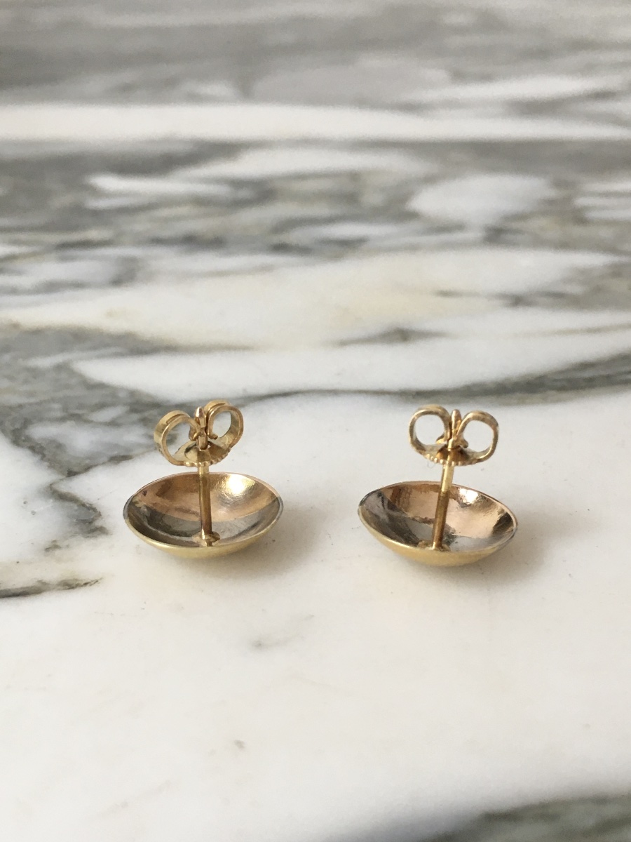 Boucles d'oreilles rondes en or 3 couleurs 18K-photo-4