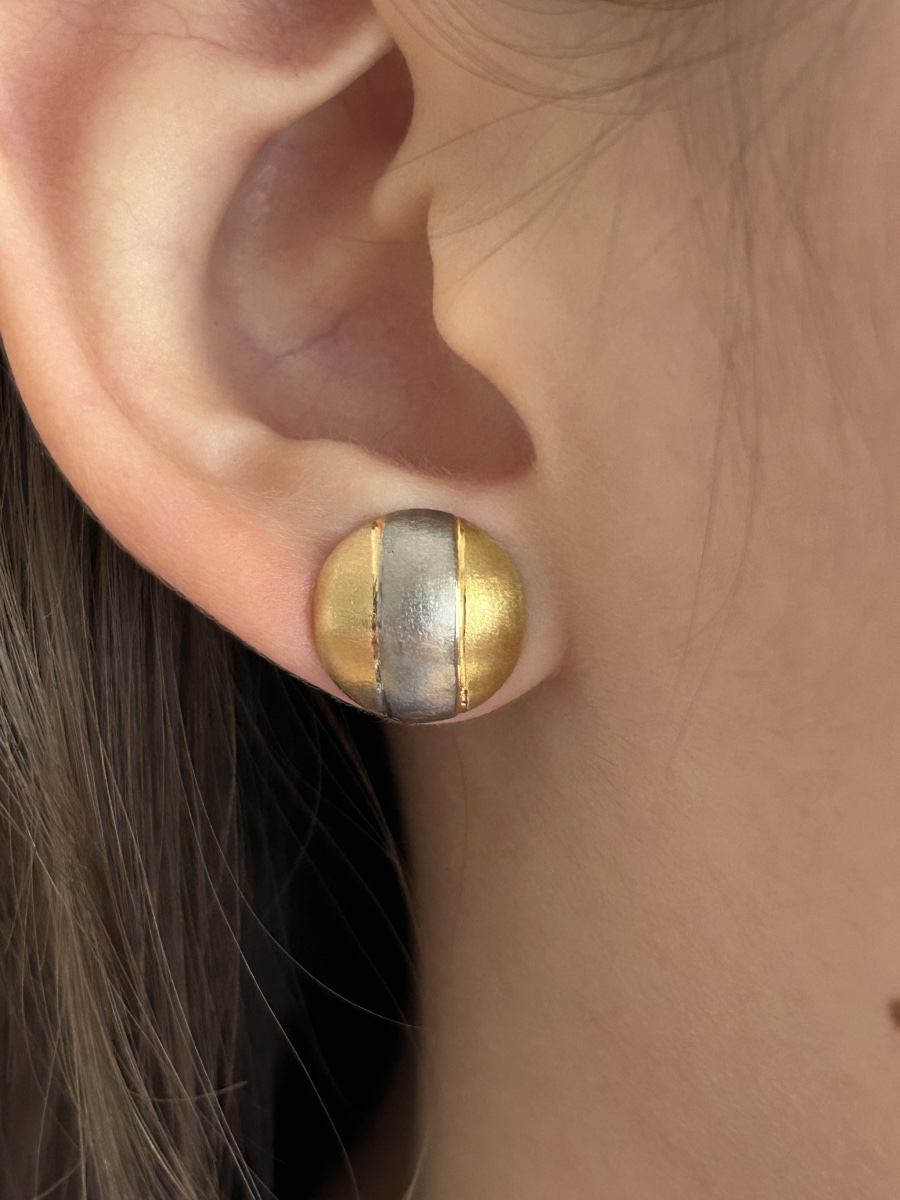 Boucles d'oreilles rondes en or 3 couleurs 18K-photo-1
