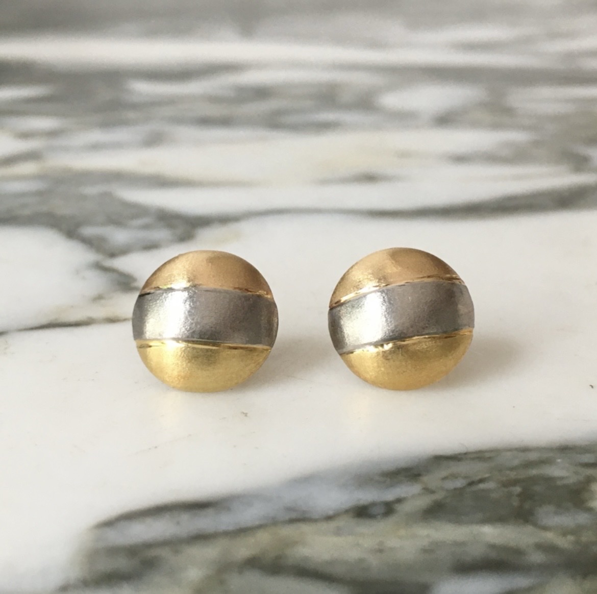 Boucles d'oreilles rondes en or 3 couleurs 18K