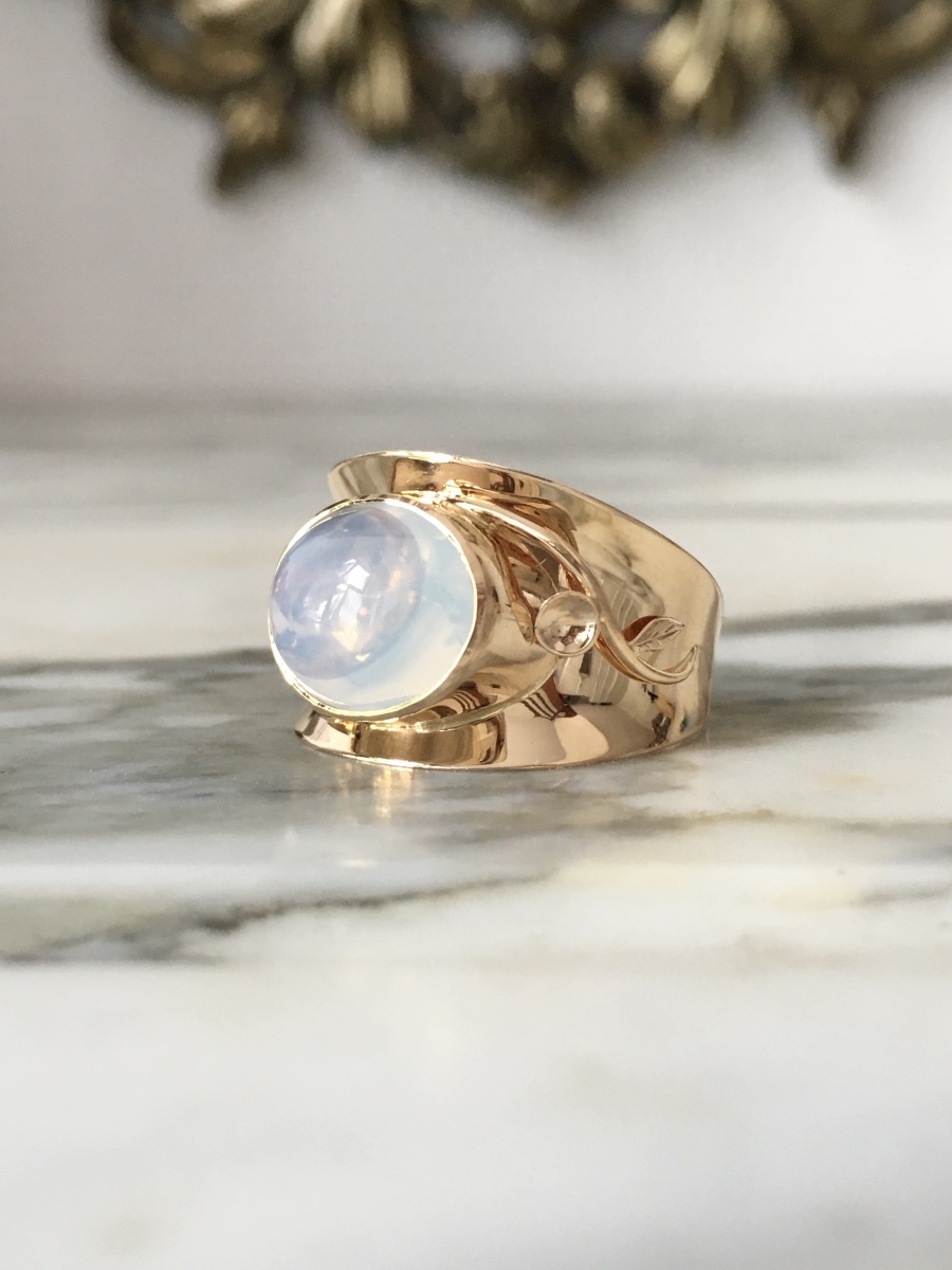 18k Yellow Gold Moonstone Ring -photo-4