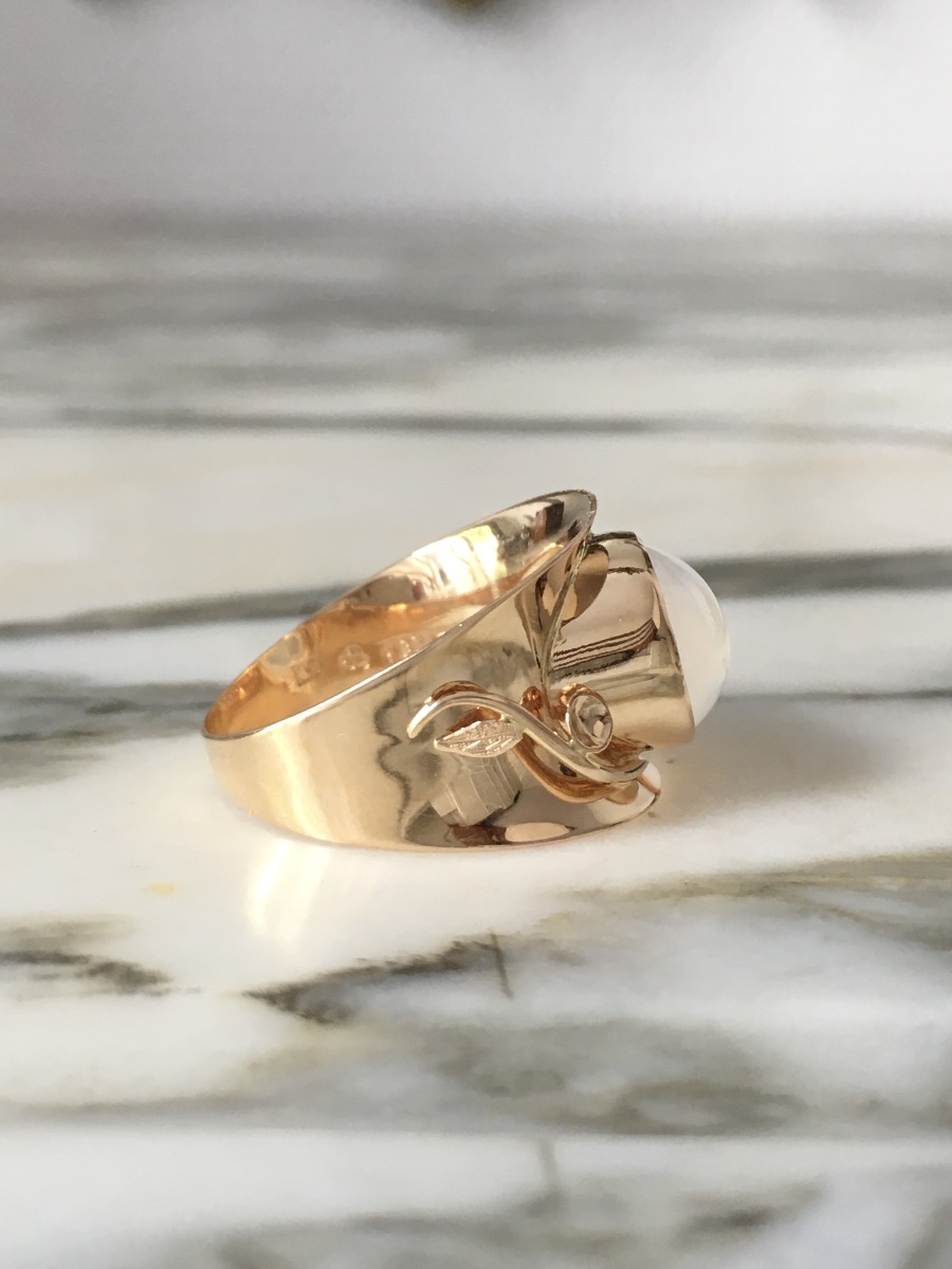 18k Yellow Gold Moonstone Ring -photo-3