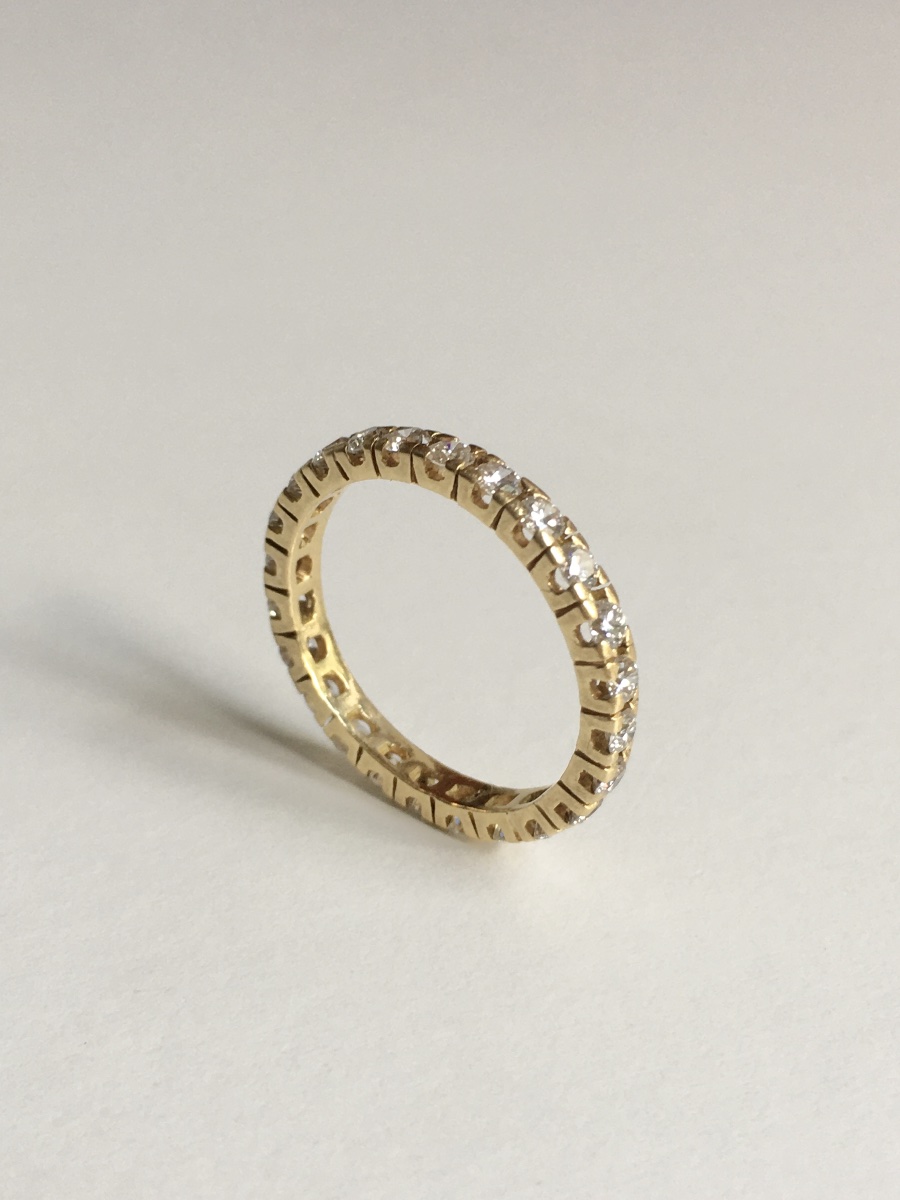 Bague alliance américaine en or jaune 18K diamants -photo-1