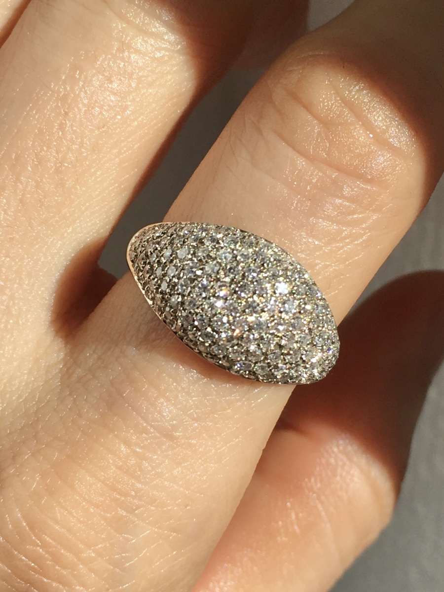 18k White Gold Dome Ring With Diamonds -photo-6