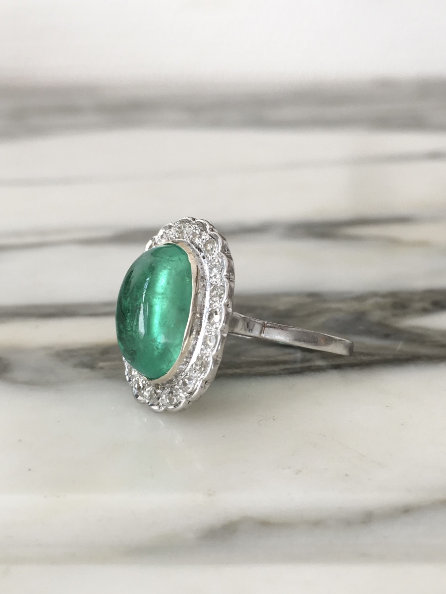 18k Gold Ring With A 5.40 Ct Colombian Emerald And Diamonds-photo-1
