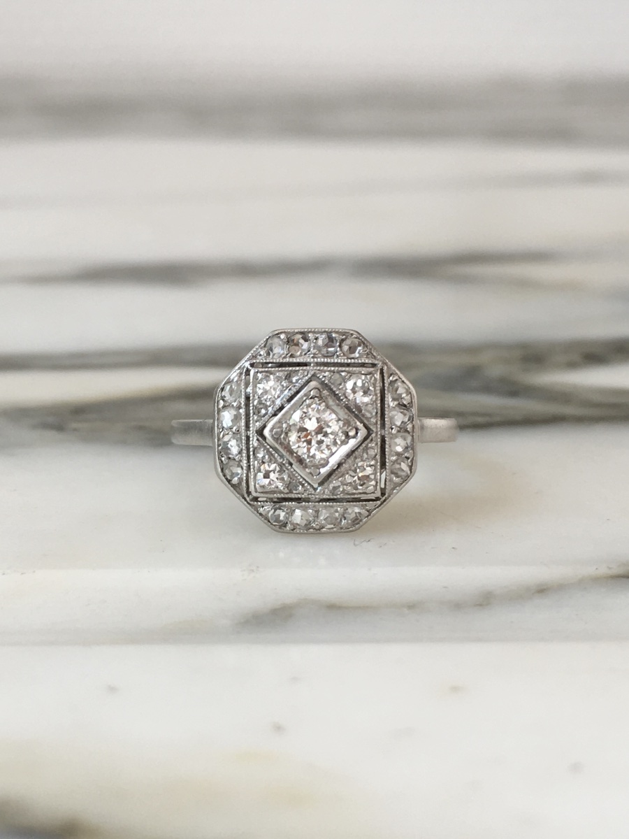 Art Deco Ring In Platinum And Diamonds -photo-2