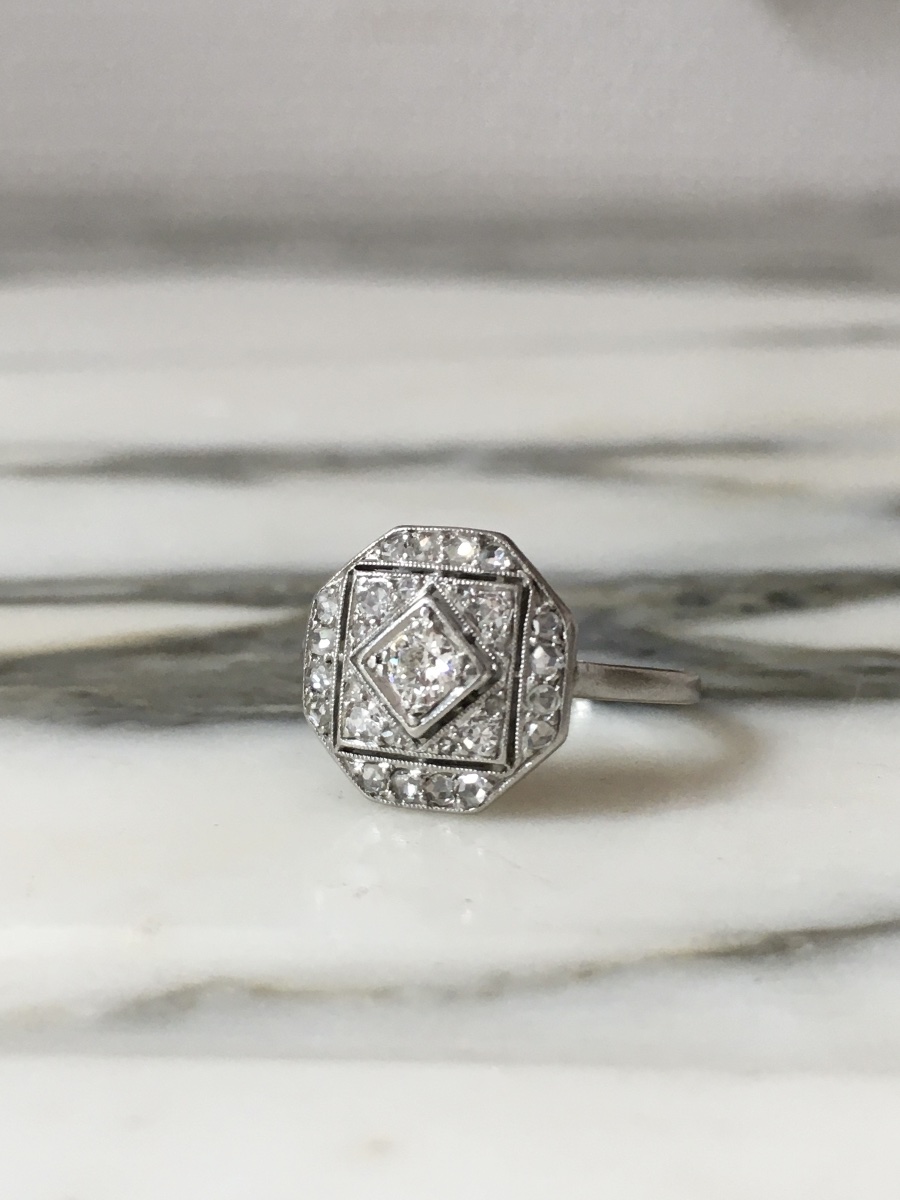 Art Deco Ring In Platinum And Diamonds -photo-3