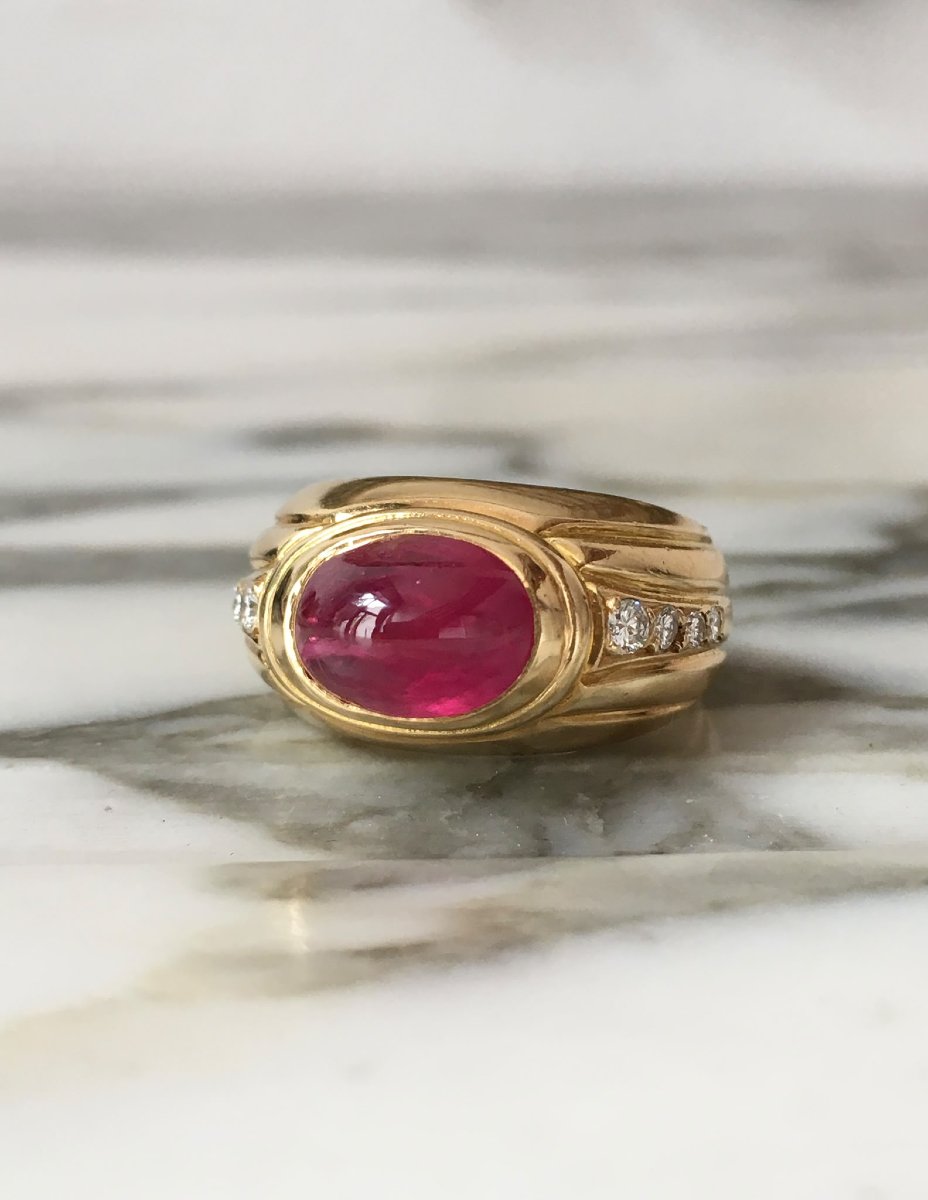 18k Yellow Gold, Ruby, And Diamond Ring-photo-2