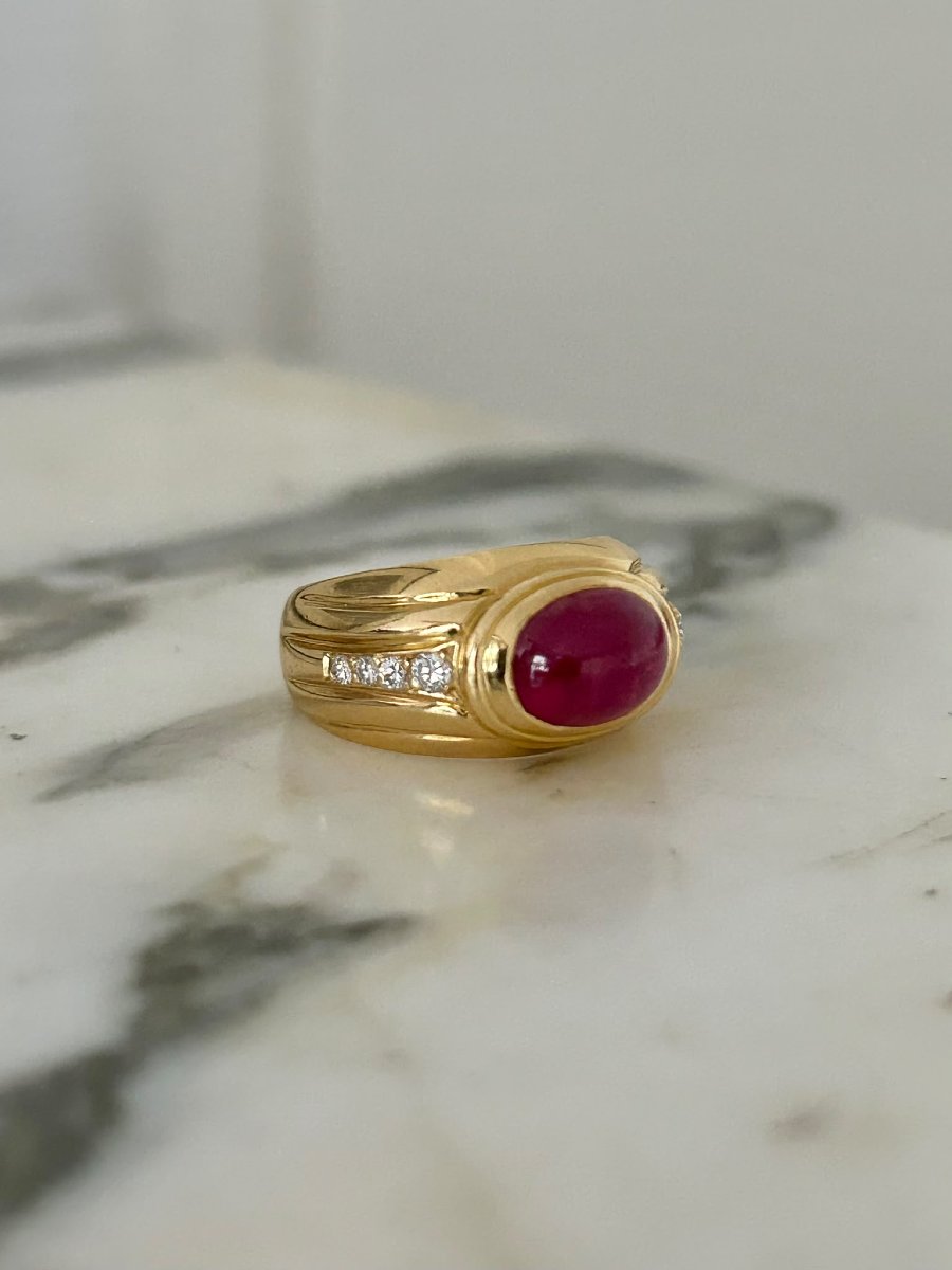 18k Yellow Gold, Ruby, And Diamond Ring-photo-4