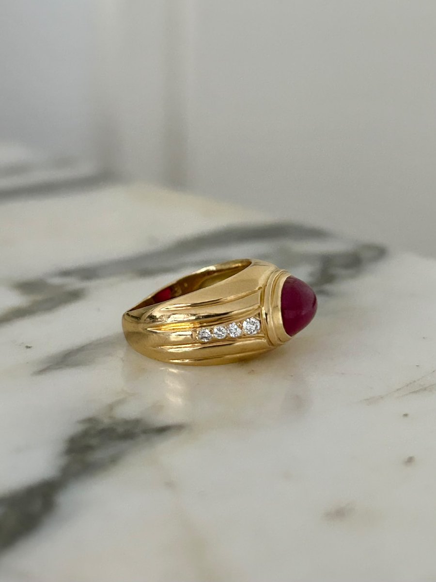 18k Yellow Gold, Ruby, And Diamond Ring-photo-1