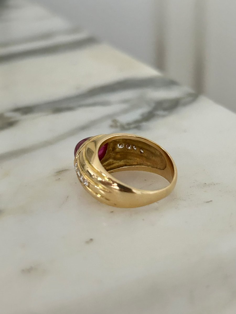 18k Yellow Gold, Ruby, And Diamond Ring-photo-2