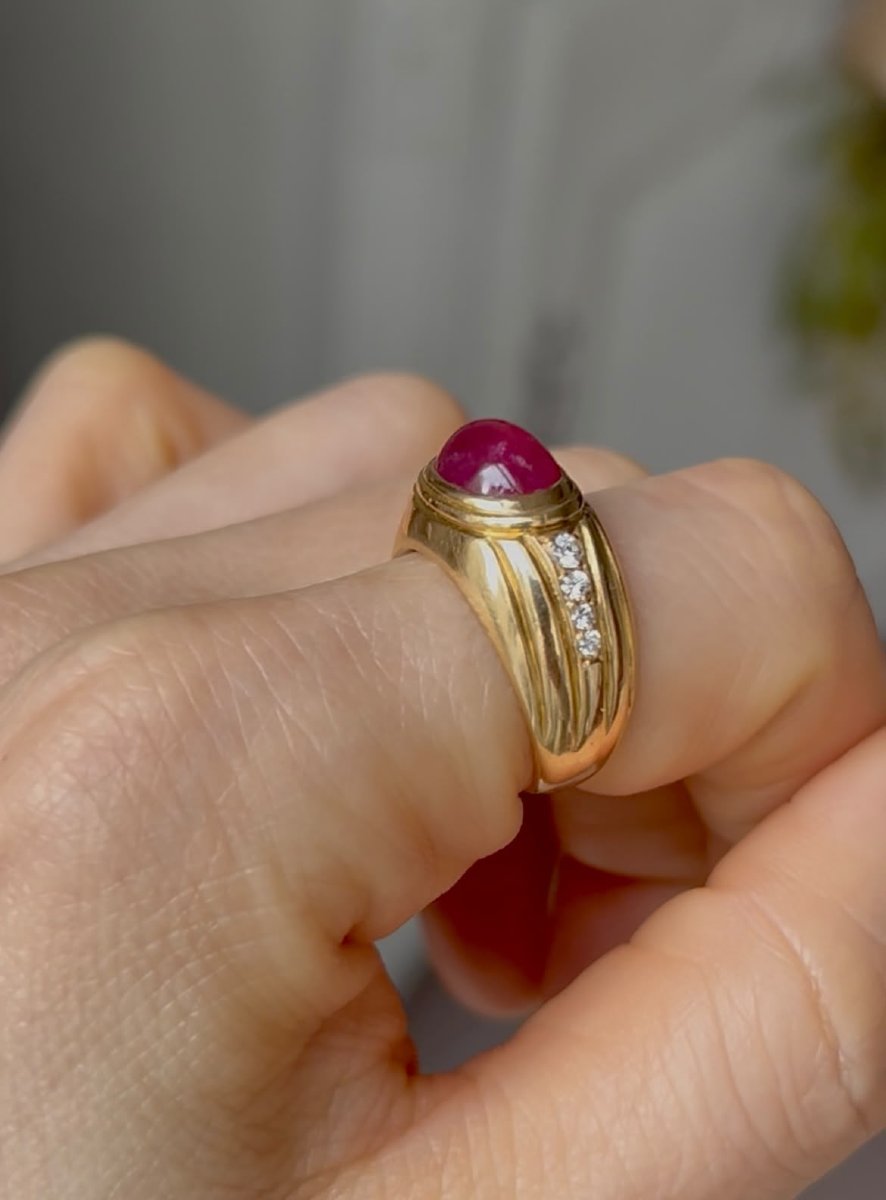 18k Yellow Gold, Ruby, And Diamond Ring-photo-6