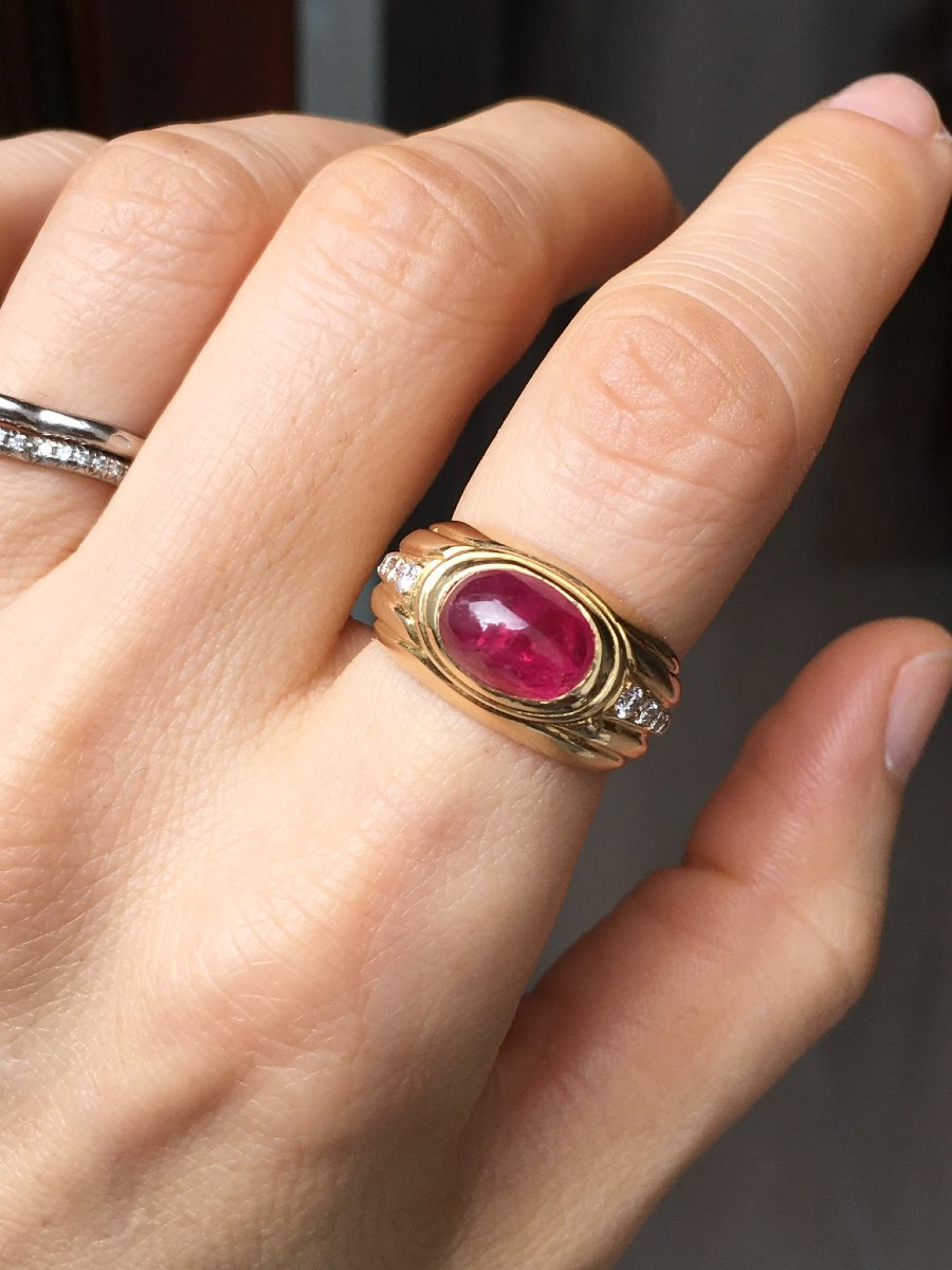 18k Yellow Gold, Ruby, And Diamond Ring-photo-3