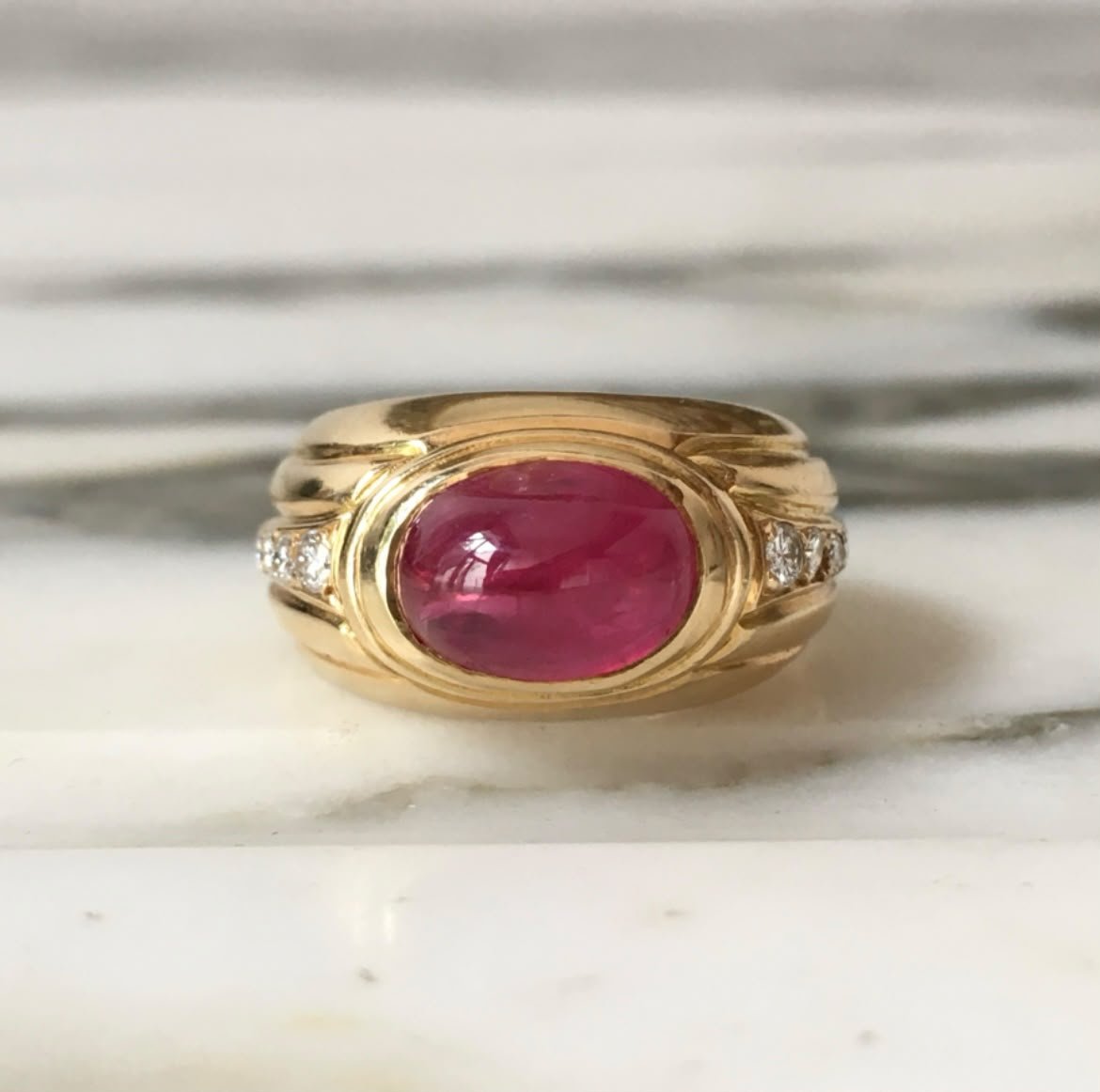 18k Yellow Gold, Ruby, And Diamond Ring
