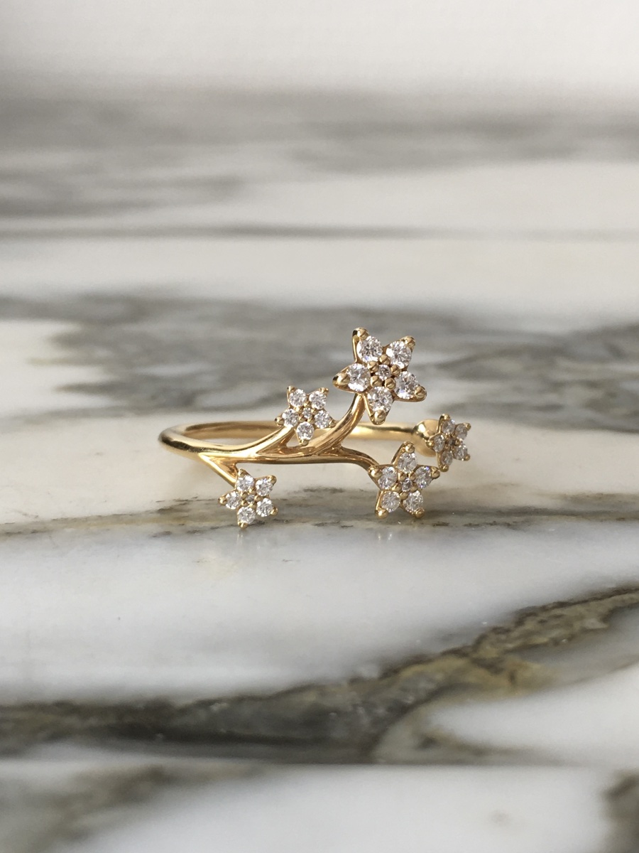 Bague OLE LYNGGAARD modèle  « SHOOTING STARS LARGES » en or jaune 18K et diamants -photo-2