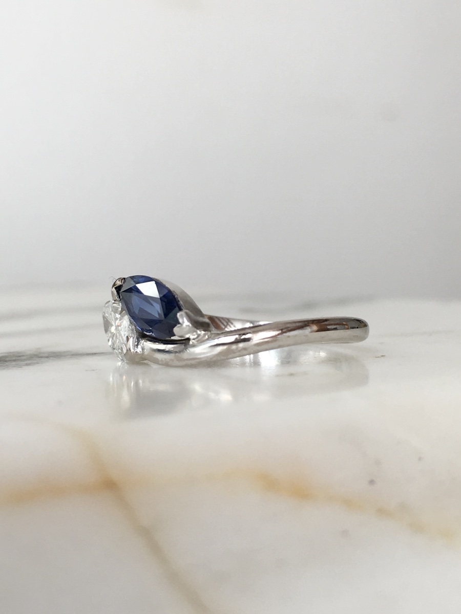"toi & Moi" Ring In 18k White Gold With Sapphire And Diamond-photo-1