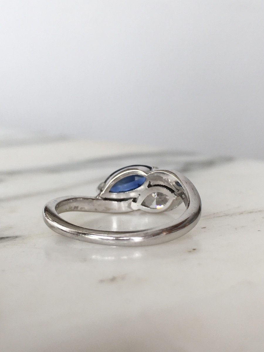 "toi & Moi" Ring In 18k White Gold With Sapphire And Diamond-photo-5