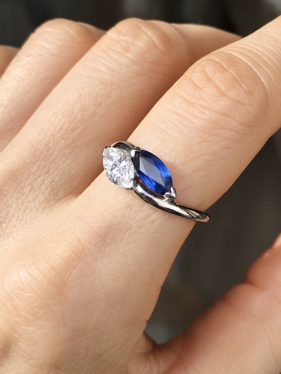 "toi & Moi" Ring In 18k White Gold With Sapphire And Diamond-photo-8