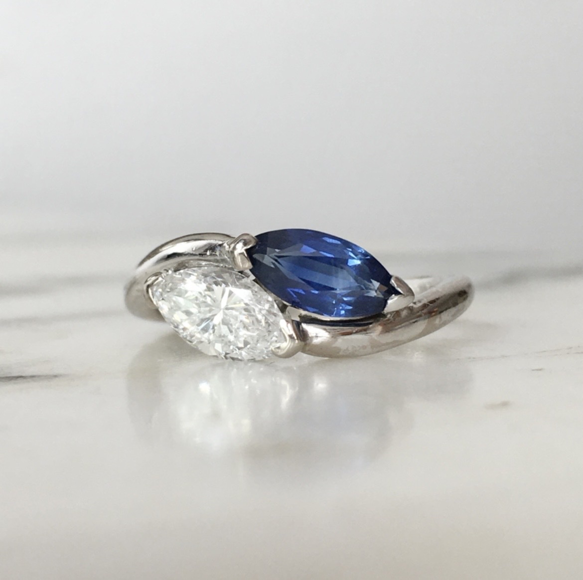 "toi & Moi" Ring In 18k White Gold With Sapphire And Diamond