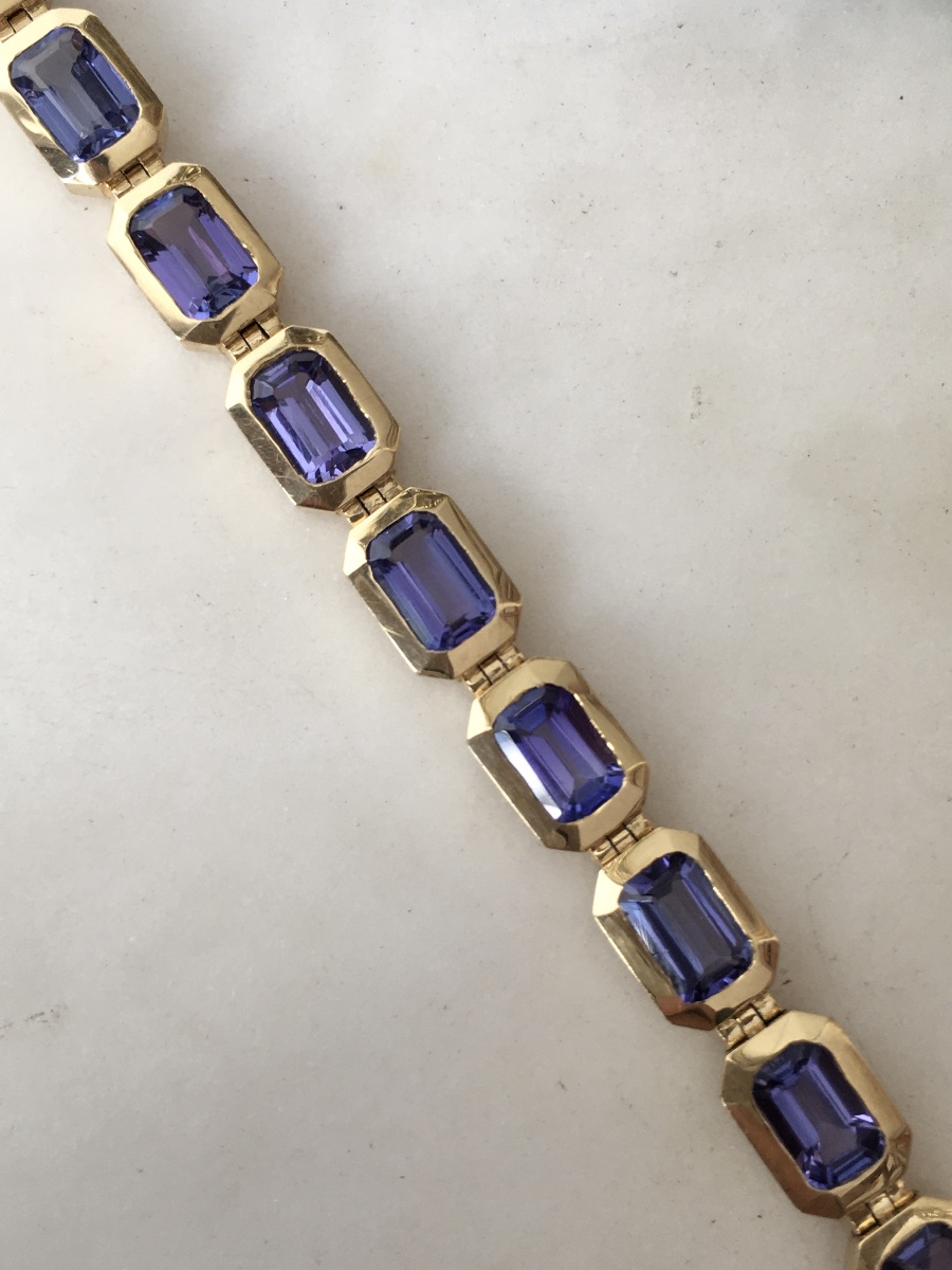 Bracelet en or jaune 18K et tanzanites -photo-4