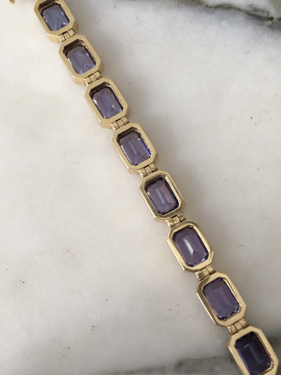 Bracelet en or jaune 18K et tanzanites -photo-2