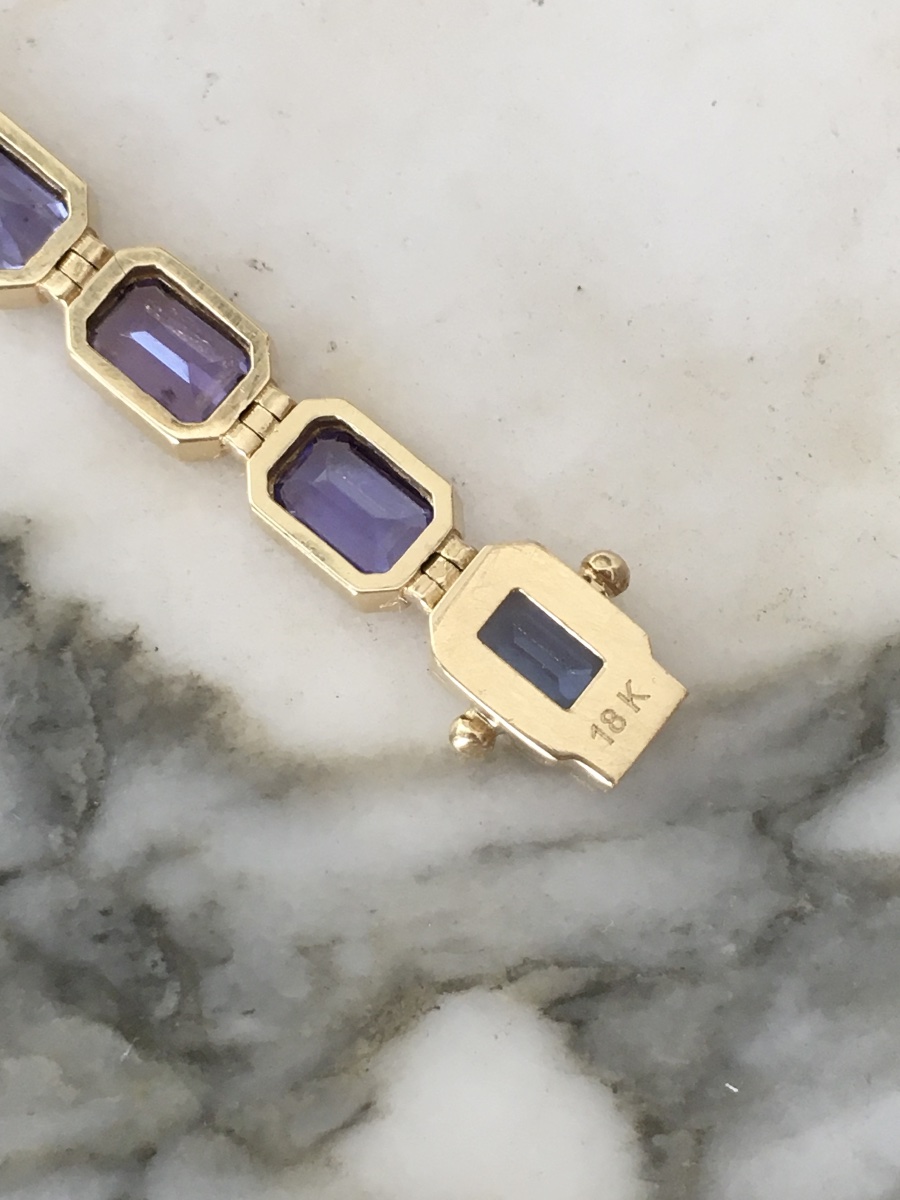 Bracelet en or jaune 18K et tanzanites -photo-3
