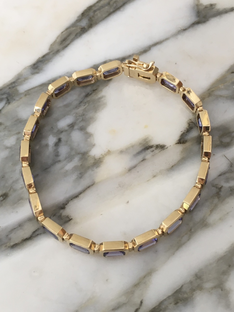 Bracelet en or jaune 18K et tanzanites -photo-4