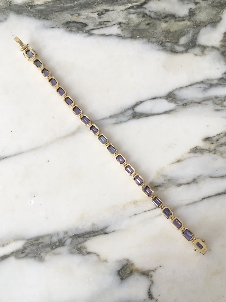 Bracelet en or jaune 18K et tanzanites -photo-5