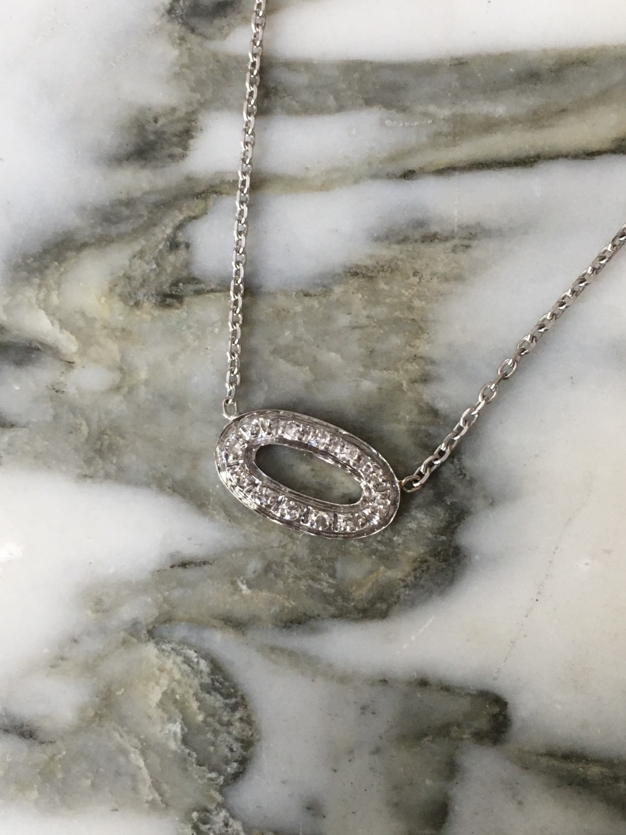 Collier en or blanc 18K et diamants -photo-1