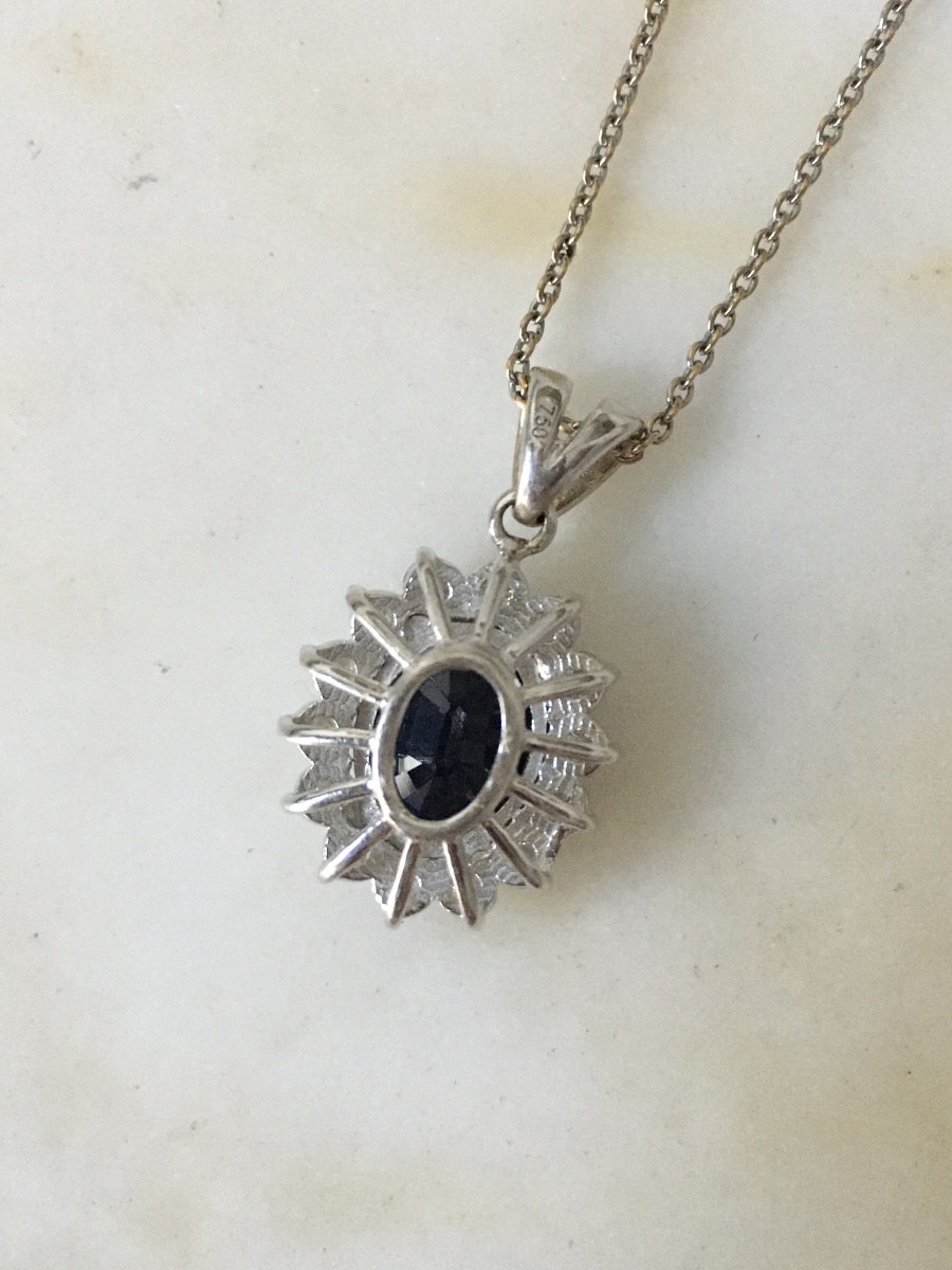 18k White Gold Collier With Sapphire And Diamonds -photo-4