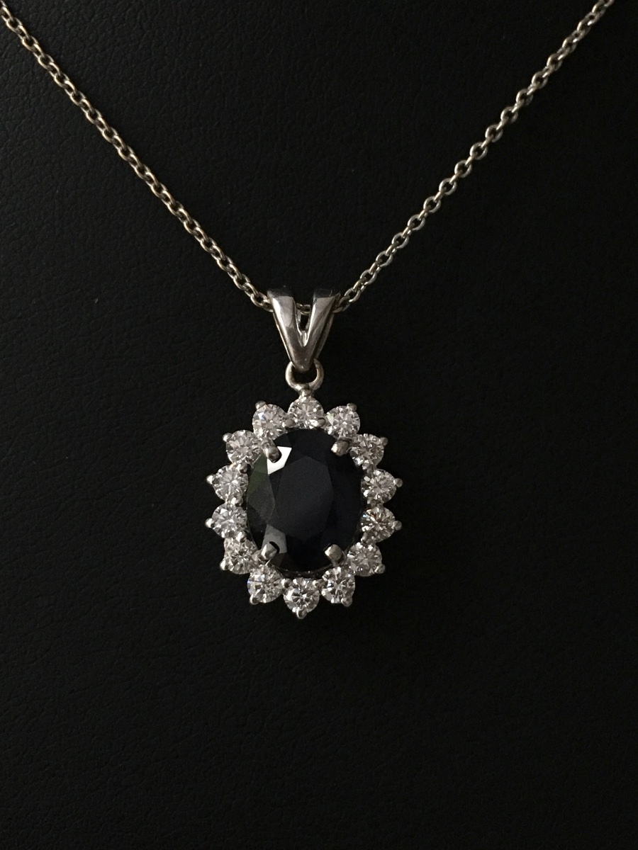 18k White Gold Collier With Sapphire And Diamonds -photo-5