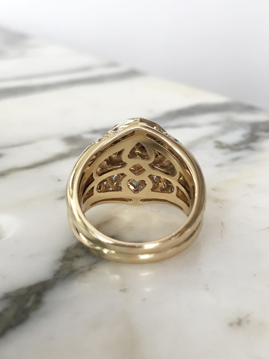 Bague Toi & Moi en or jaune 18K saphirs et diamants -photo-4