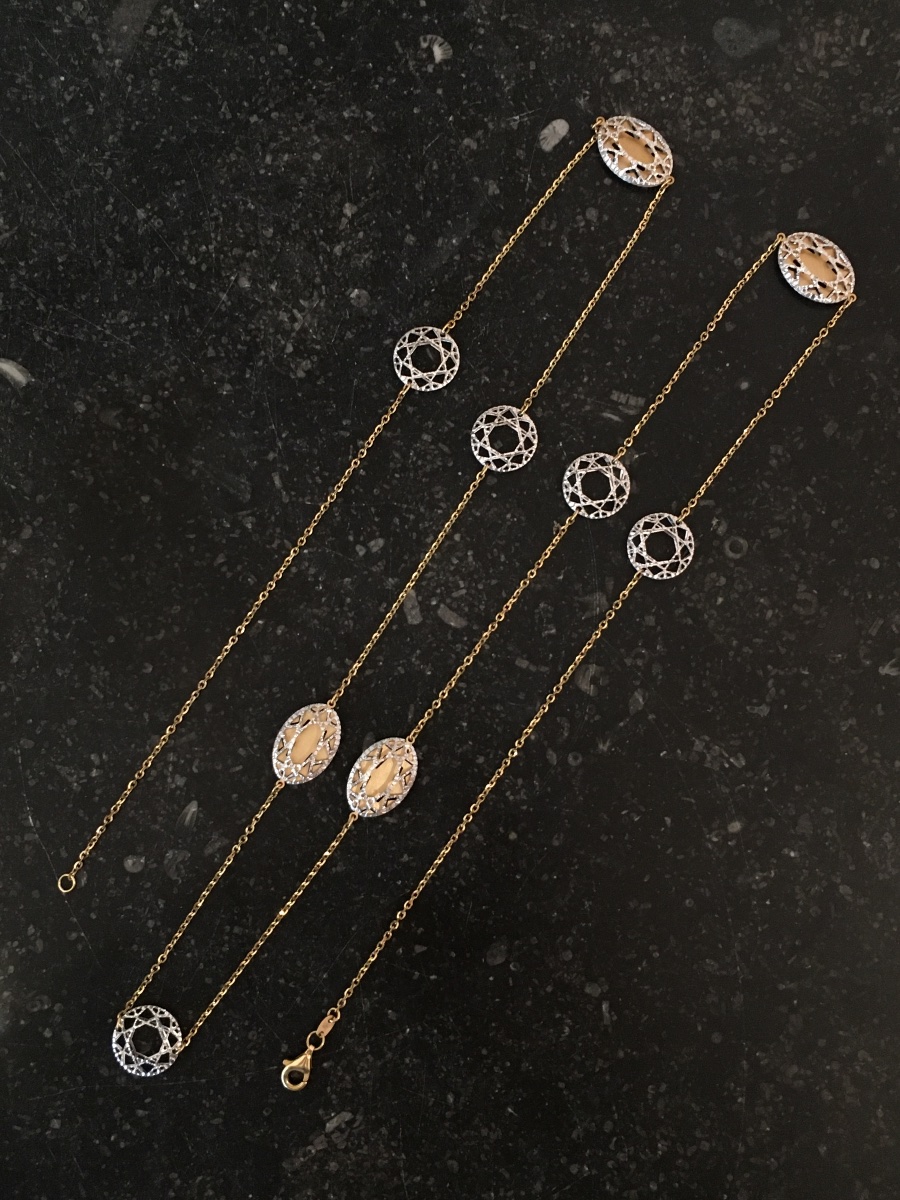 18k White And Yellow Gold Long Necklace-photo-2