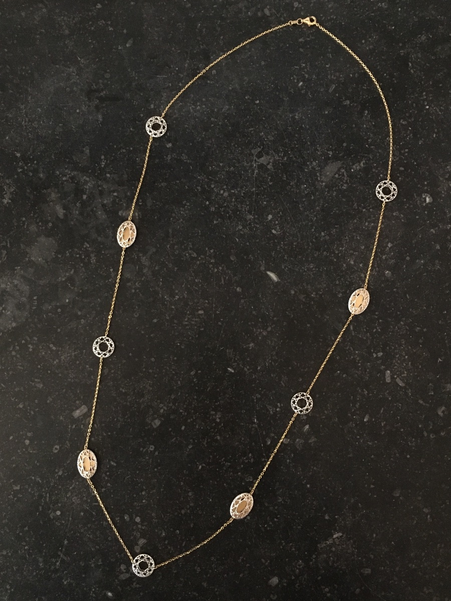 18k White And Yellow Gold Long Necklace-photo-3