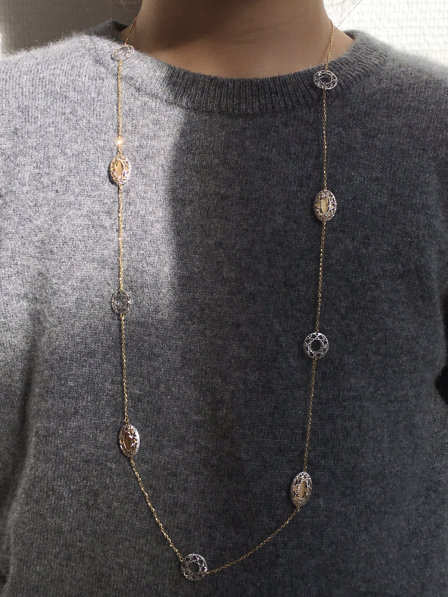 18k White And Yellow Gold Long Necklace-photo-6