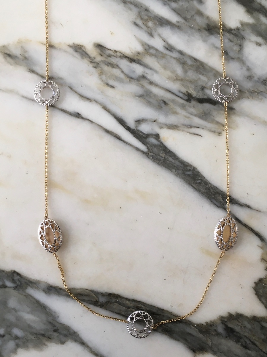 18k White And Yellow Gold Long Necklace-photo-2
