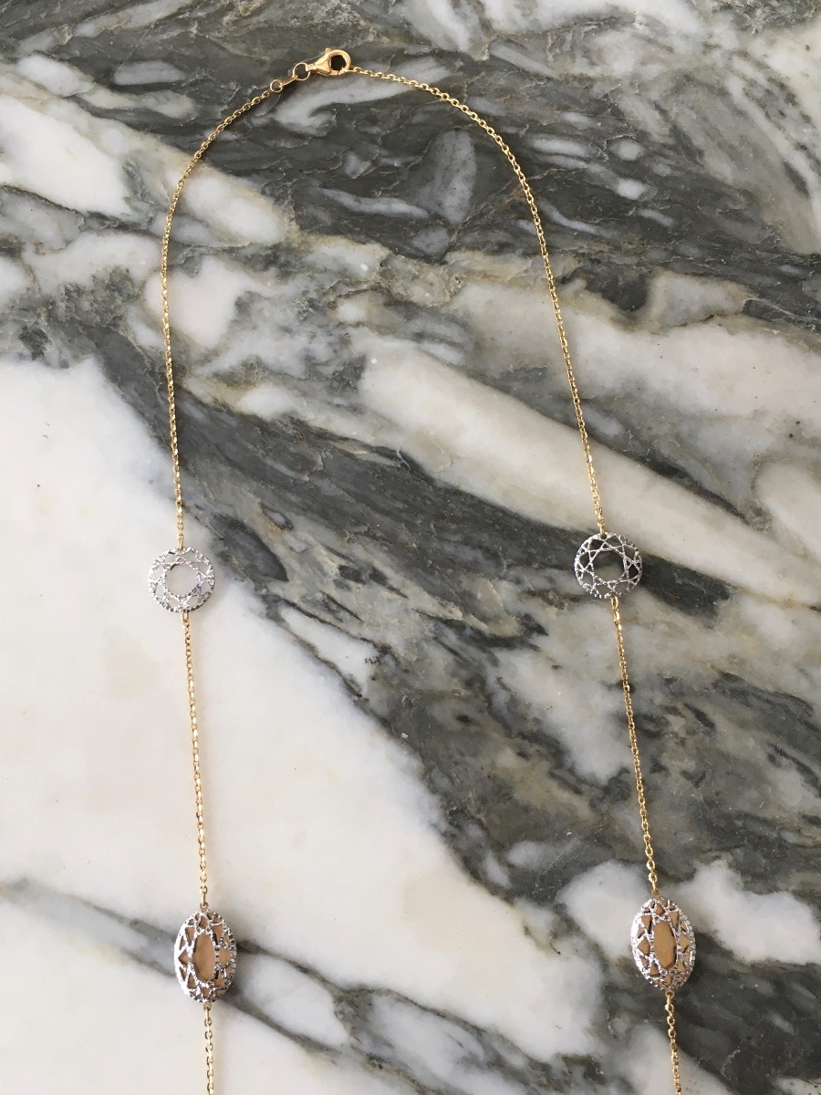 18k White And Yellow Gold Long Necklace-photo-3