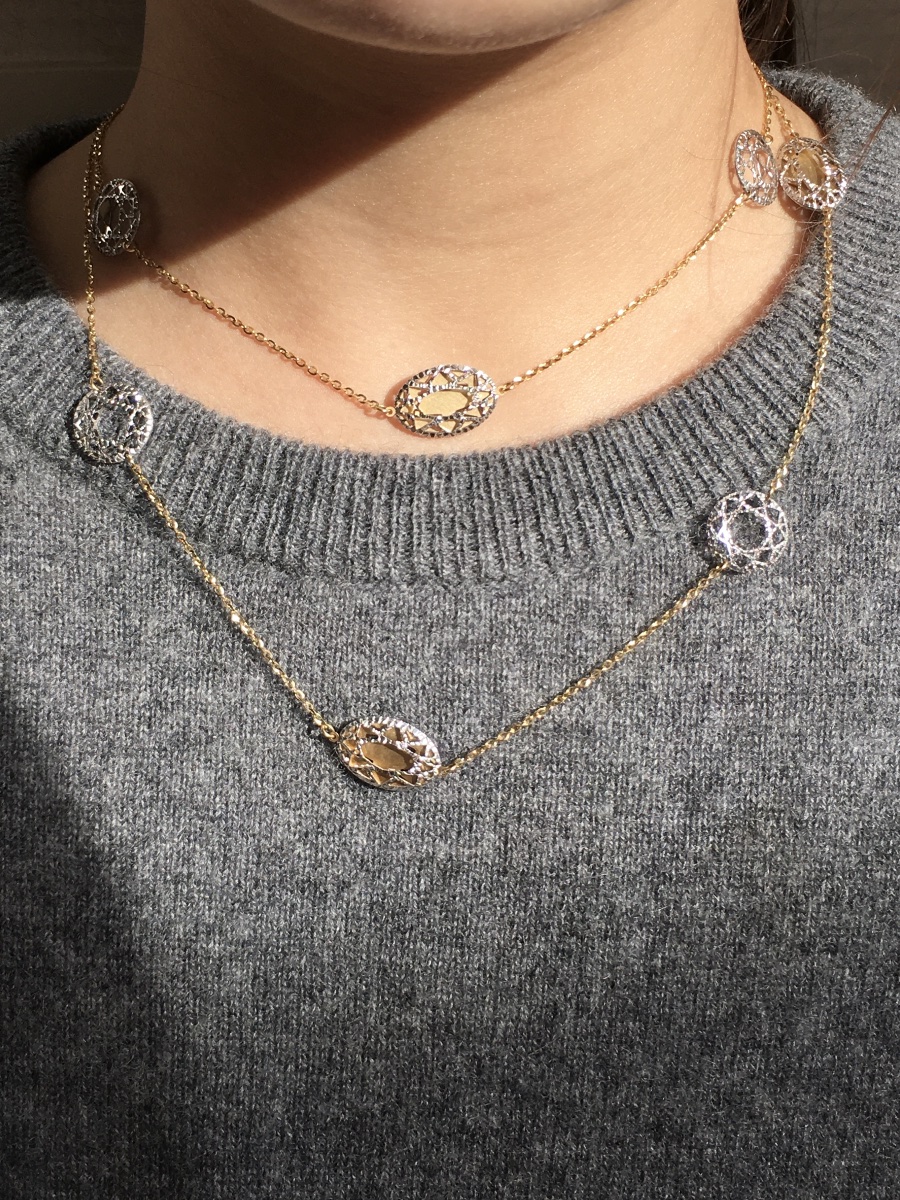 18k White And Yellow Gold Long Necklace-photo-7