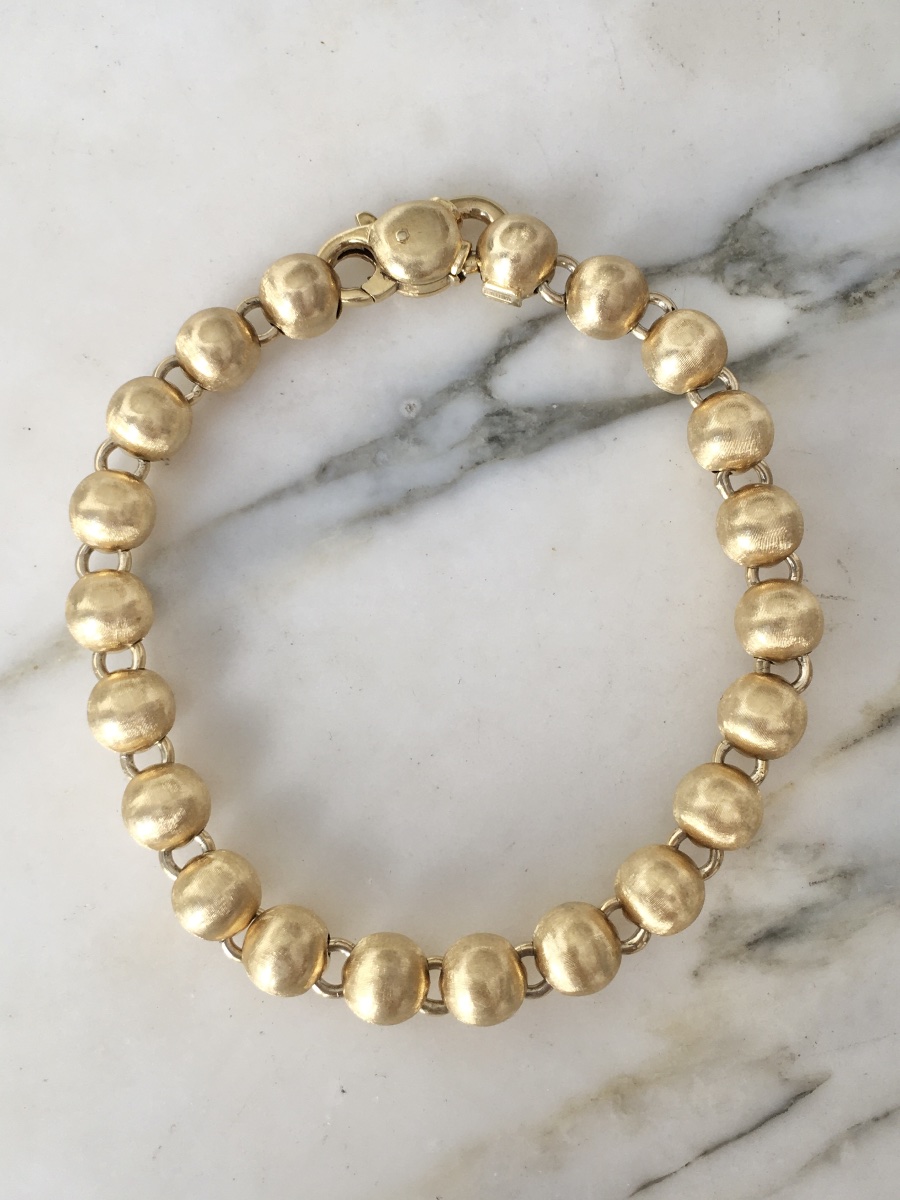 18k Yellow Gold Beads Bracelet-photo-2
