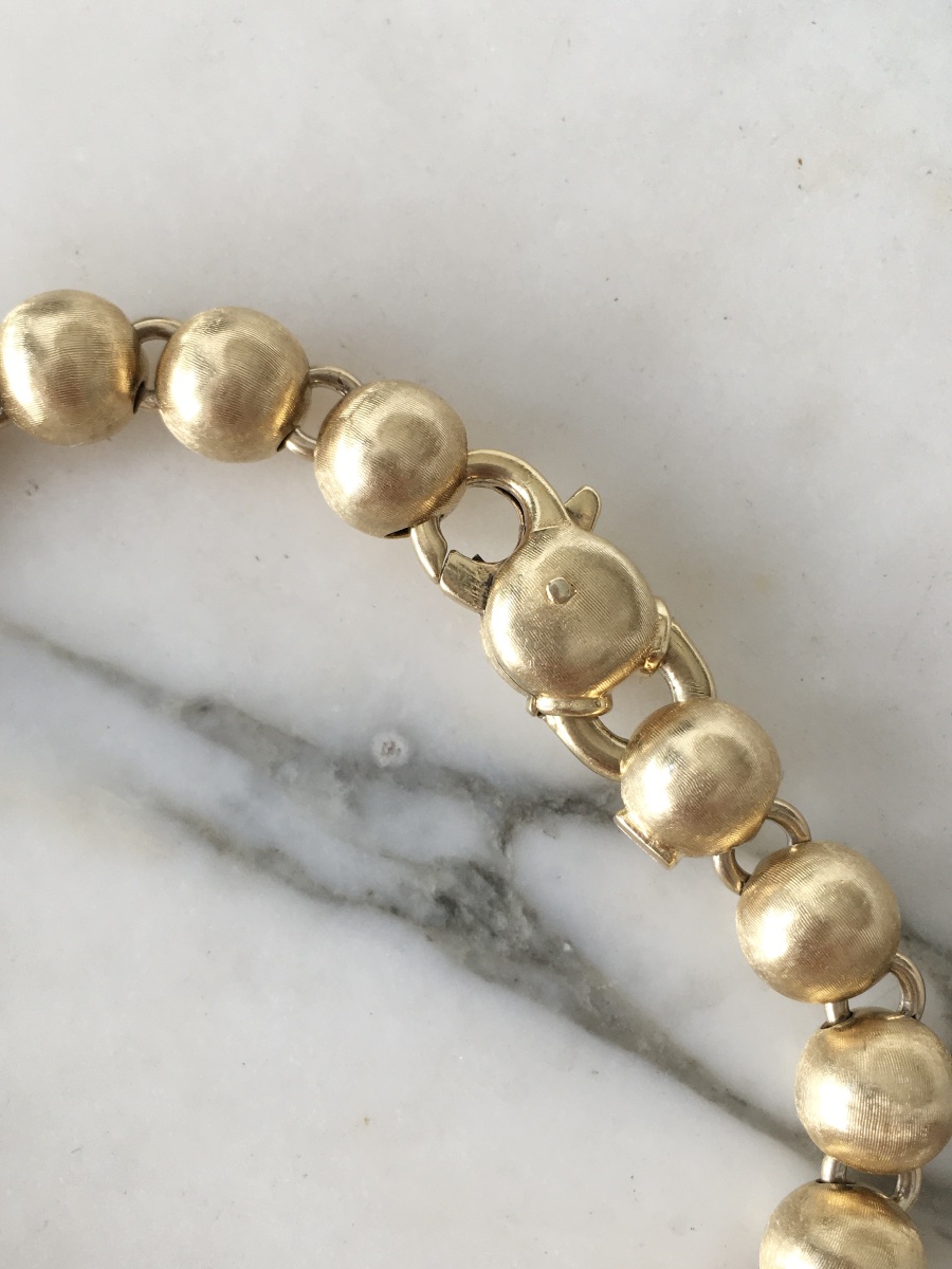 18k Yellow Gold Beads Bracelet-photo-4