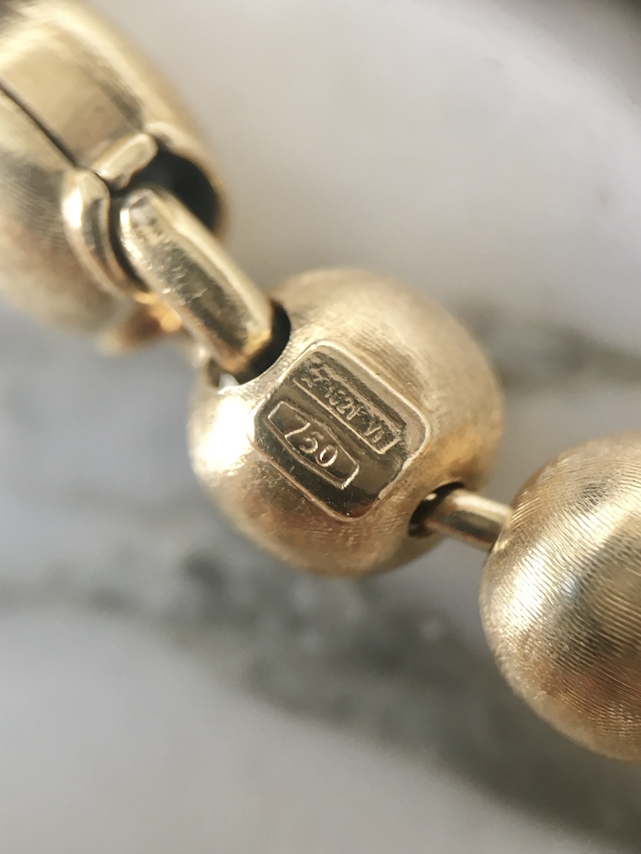 18k Yellow Gold Beads Bracelet-photo-2