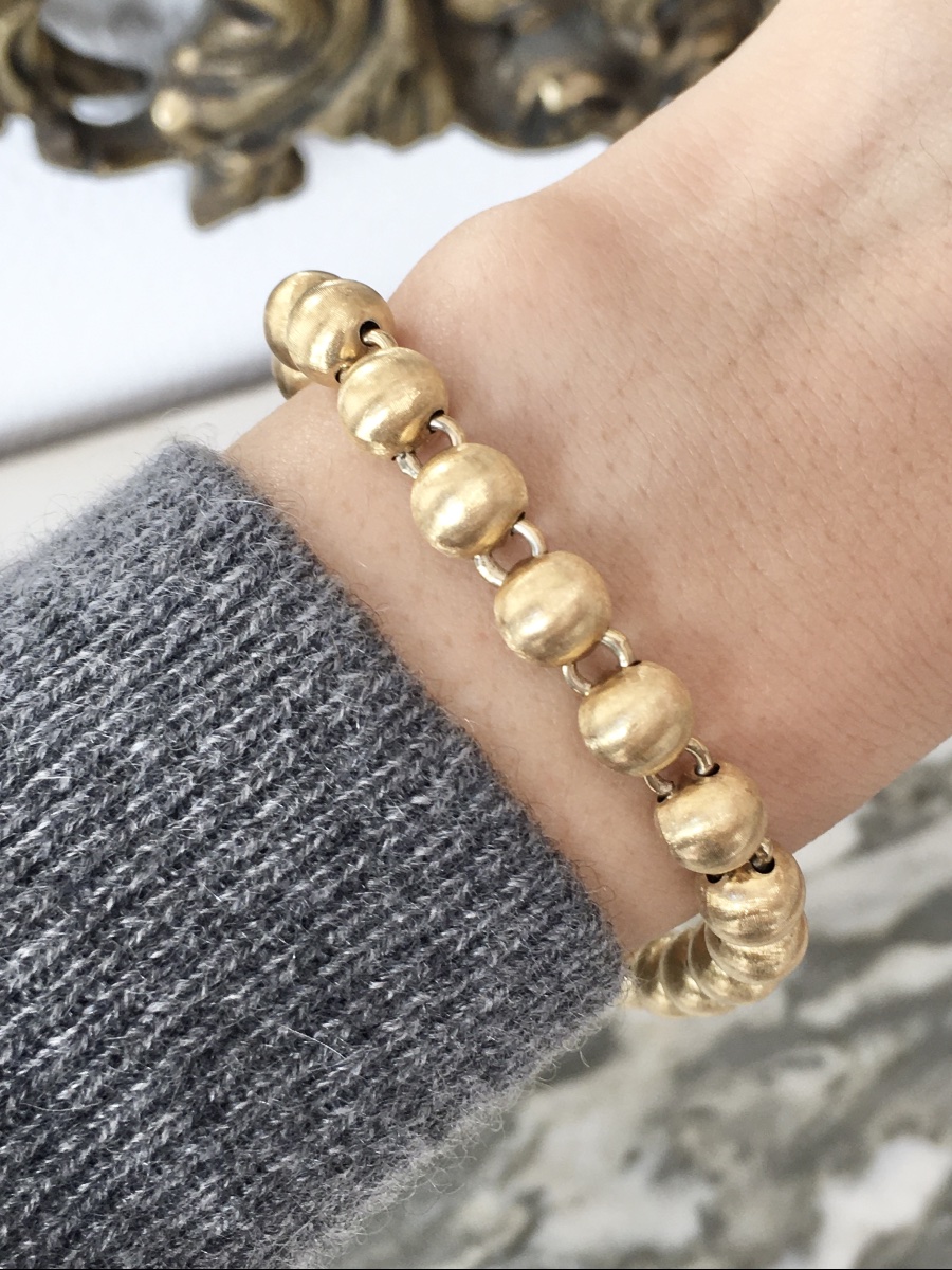18k Yellow Gold Beads Bracelet-photo-6