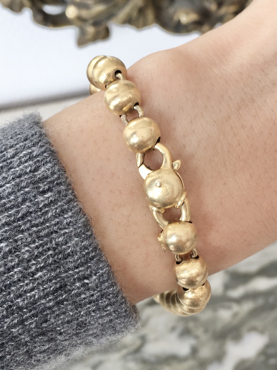 18k Yellow Gold Beads Bracelet-photo-7