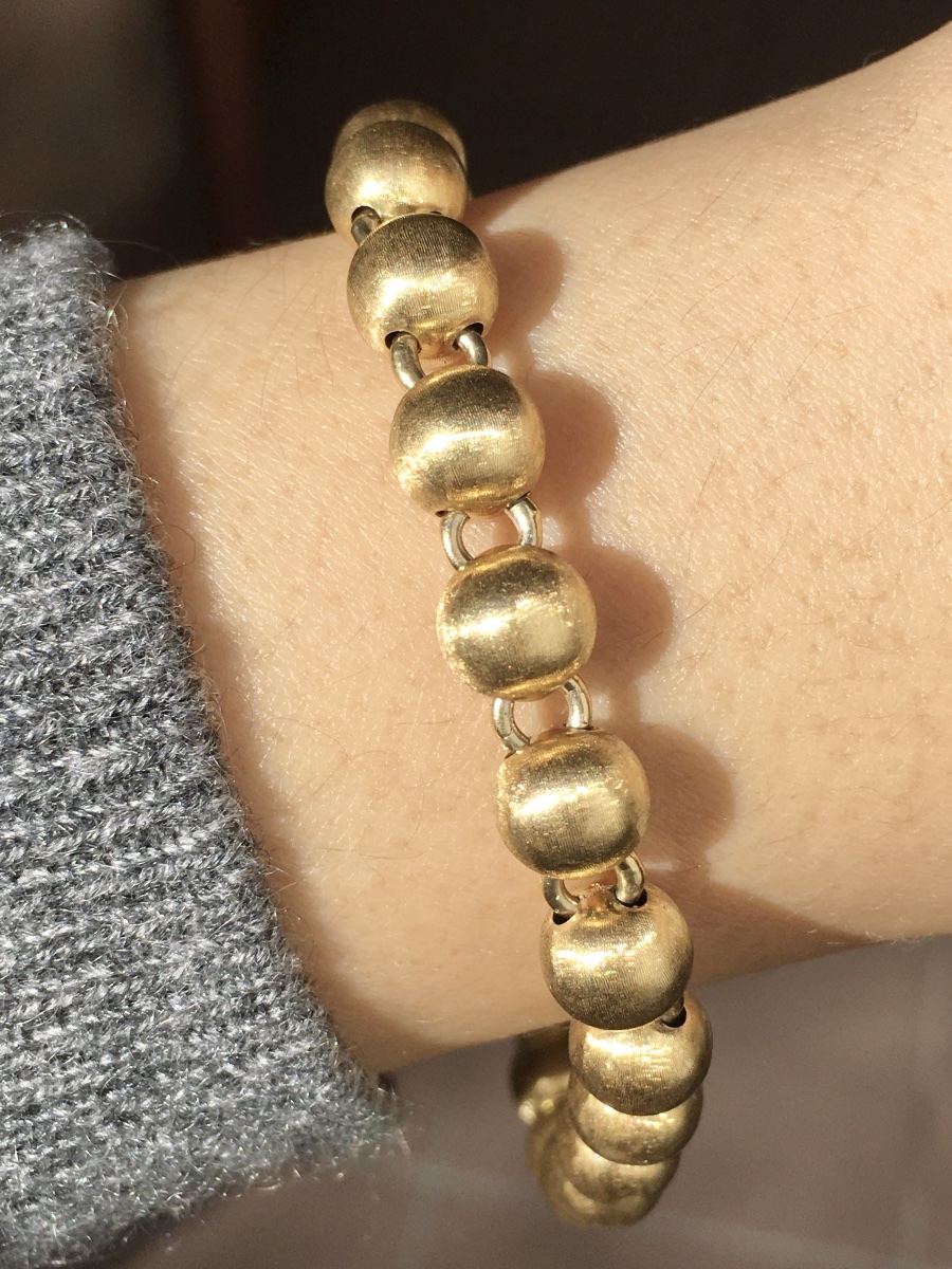 18k Yellow Gold Beads Bracelet-photo-8